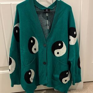 Dressed in LALA Teal Yin Yang Cardigan